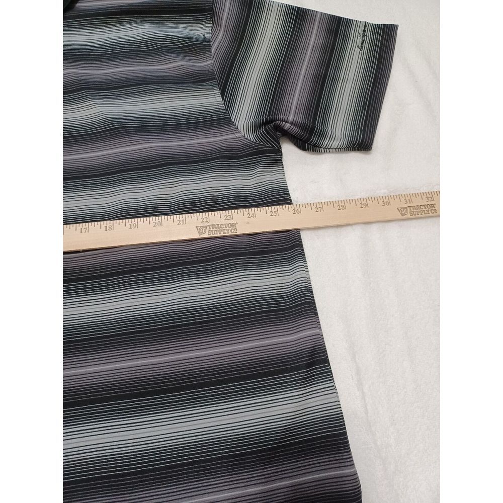 Ben Hogan Mens XL‎ Golf Polo Shirt Black Grey Striped Short Sleeve Performance - Picture 5 of 6